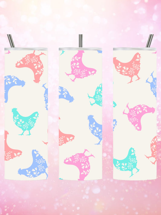 Pastel chickens 20oz tumbler
