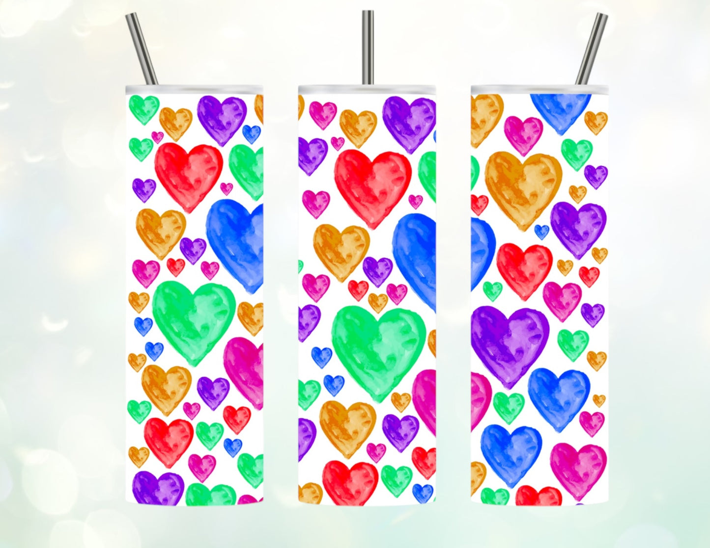 Watercolor hearts 20oz tumbler