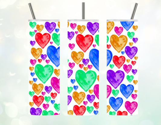 Watercolor hearts 20oz tumbler