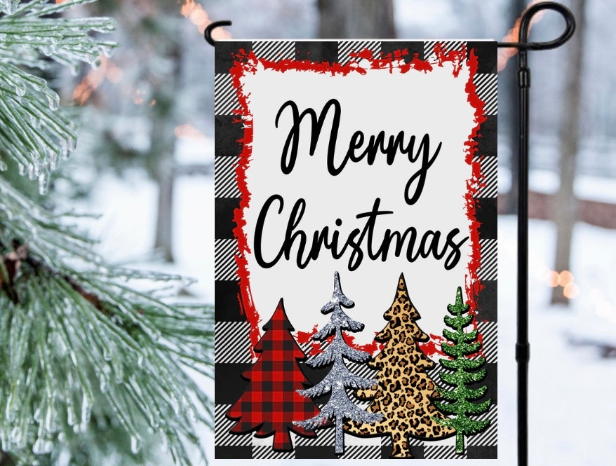 Merry Christmas trees 12x18 garden flag