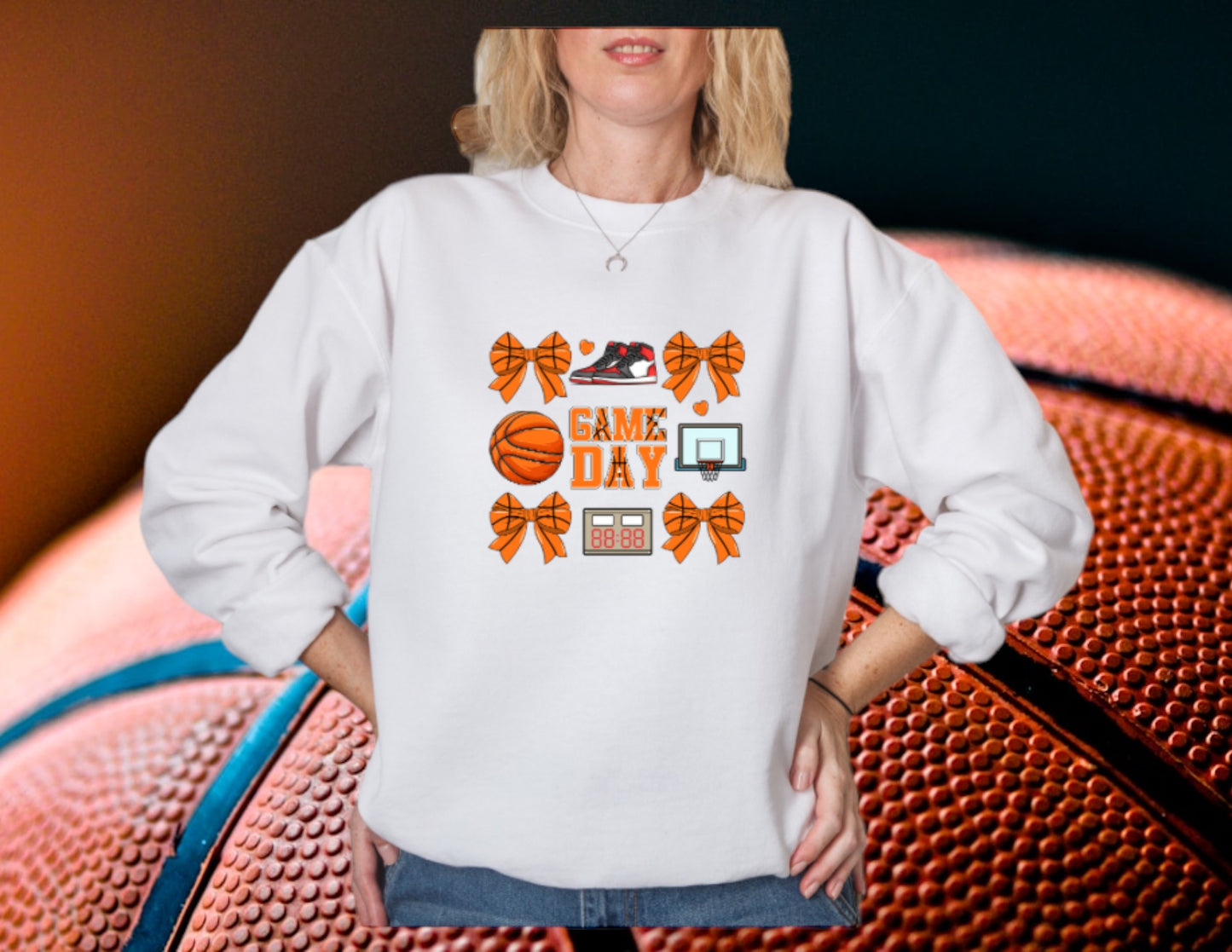 Basketball game day coquette crewneck