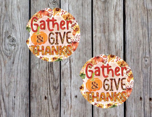 Gather and give thanks car coasters (2)