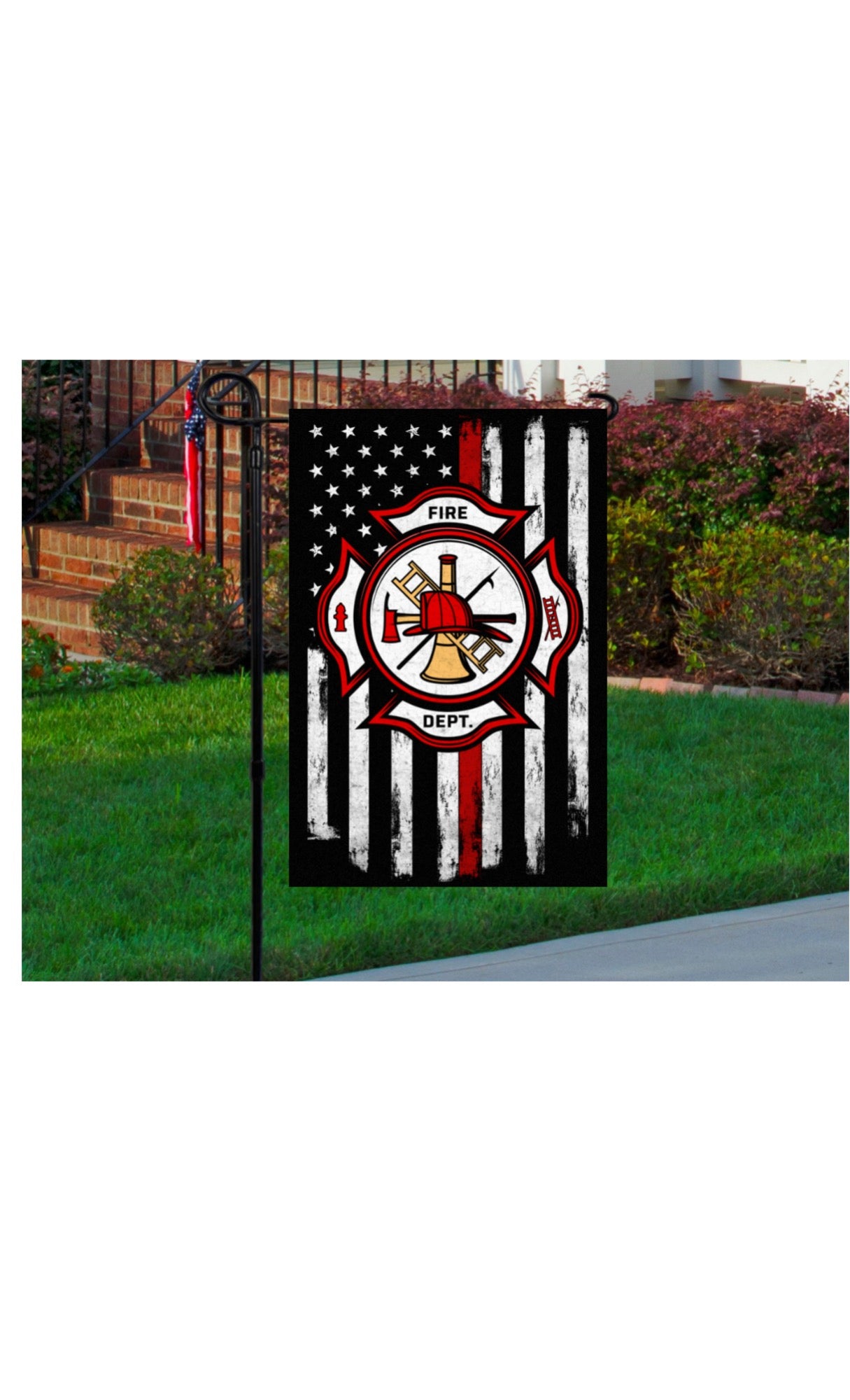 Red line fire dept 12x18 garden flag