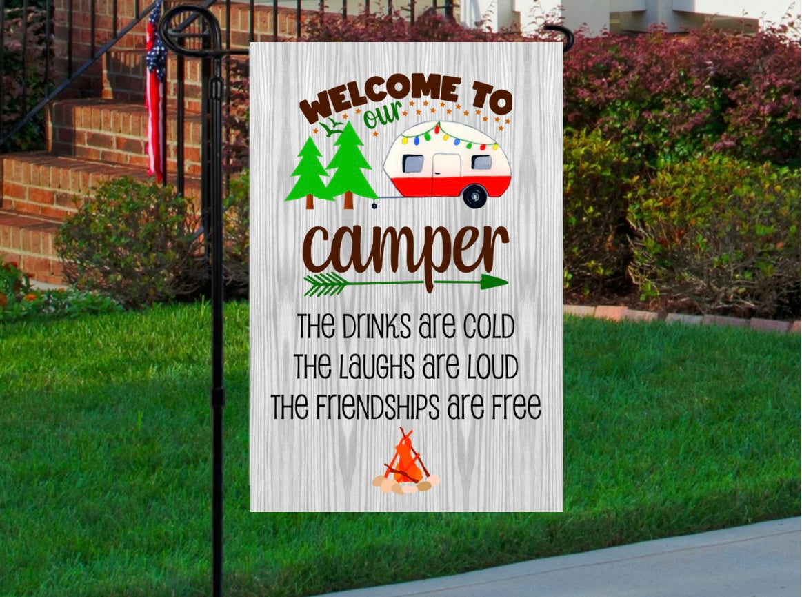 Welcome to our camper 12x18 garden flag