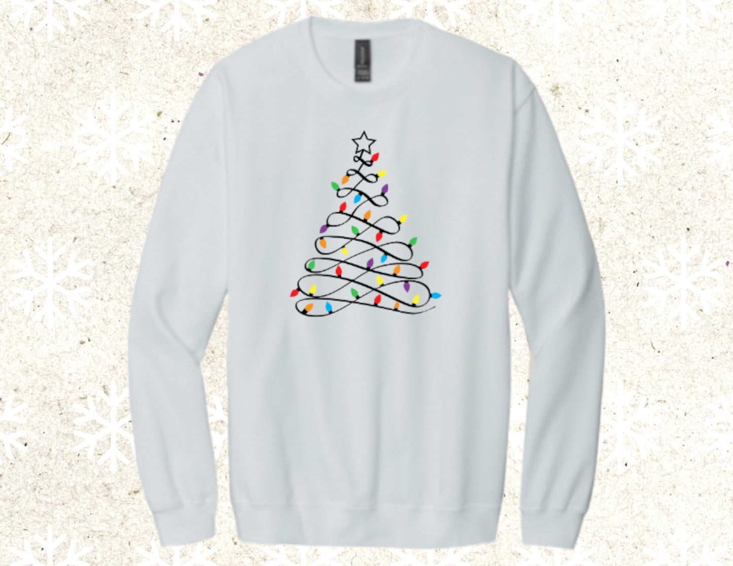 Christmas lights tree crewneck