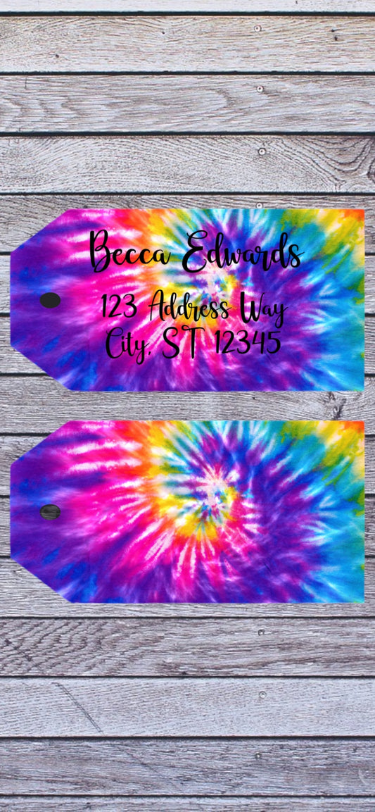 Tye dye luggage tag