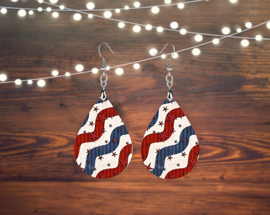 Wavy American tear drop earrings