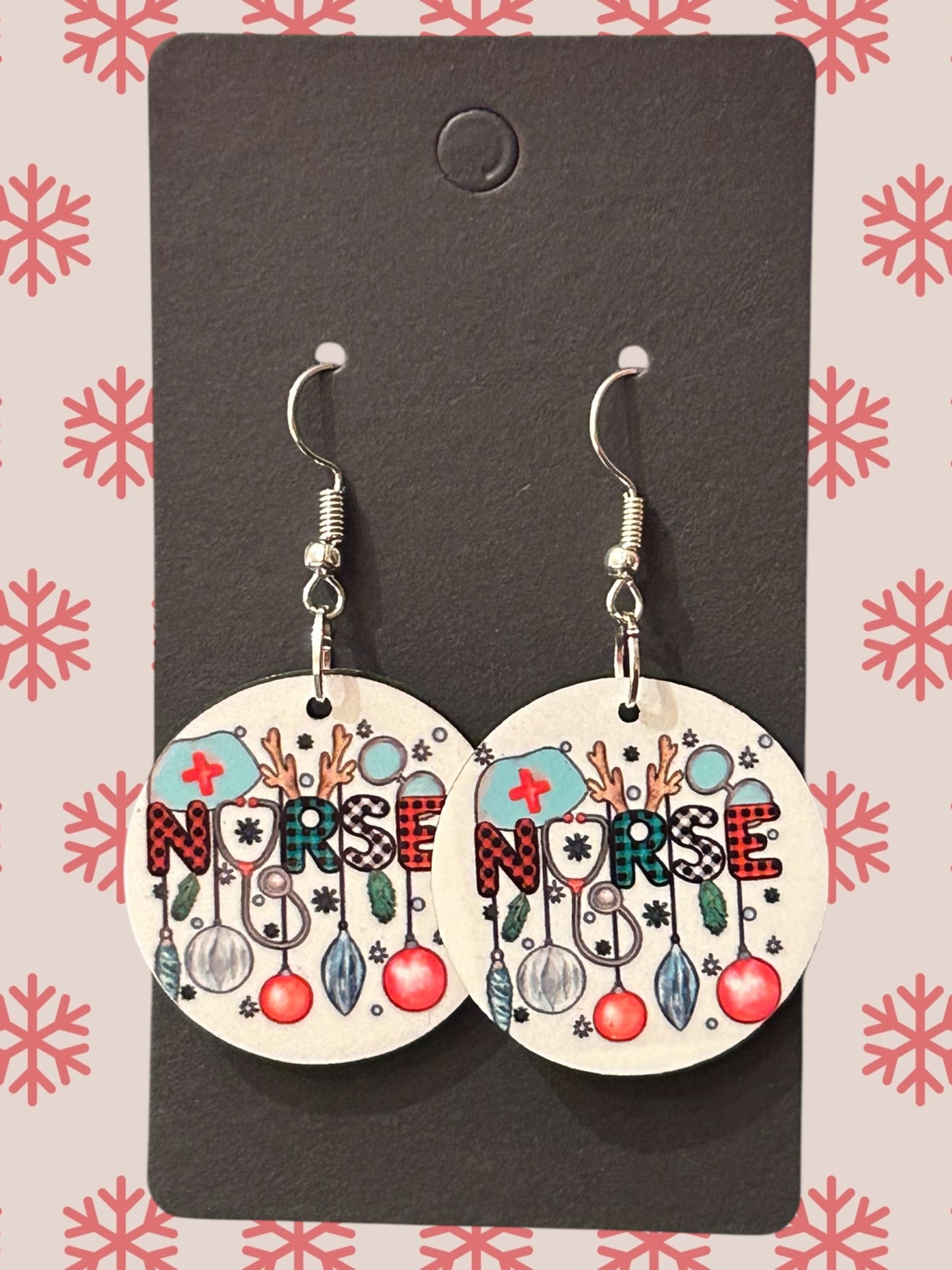 Christmas nurse round earrings