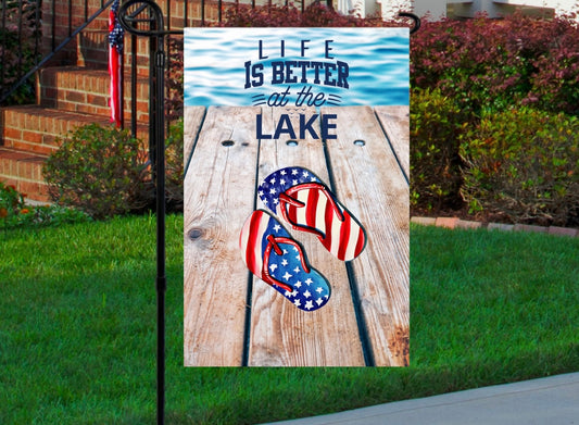 Life is better at the lake 12x18 garden flag