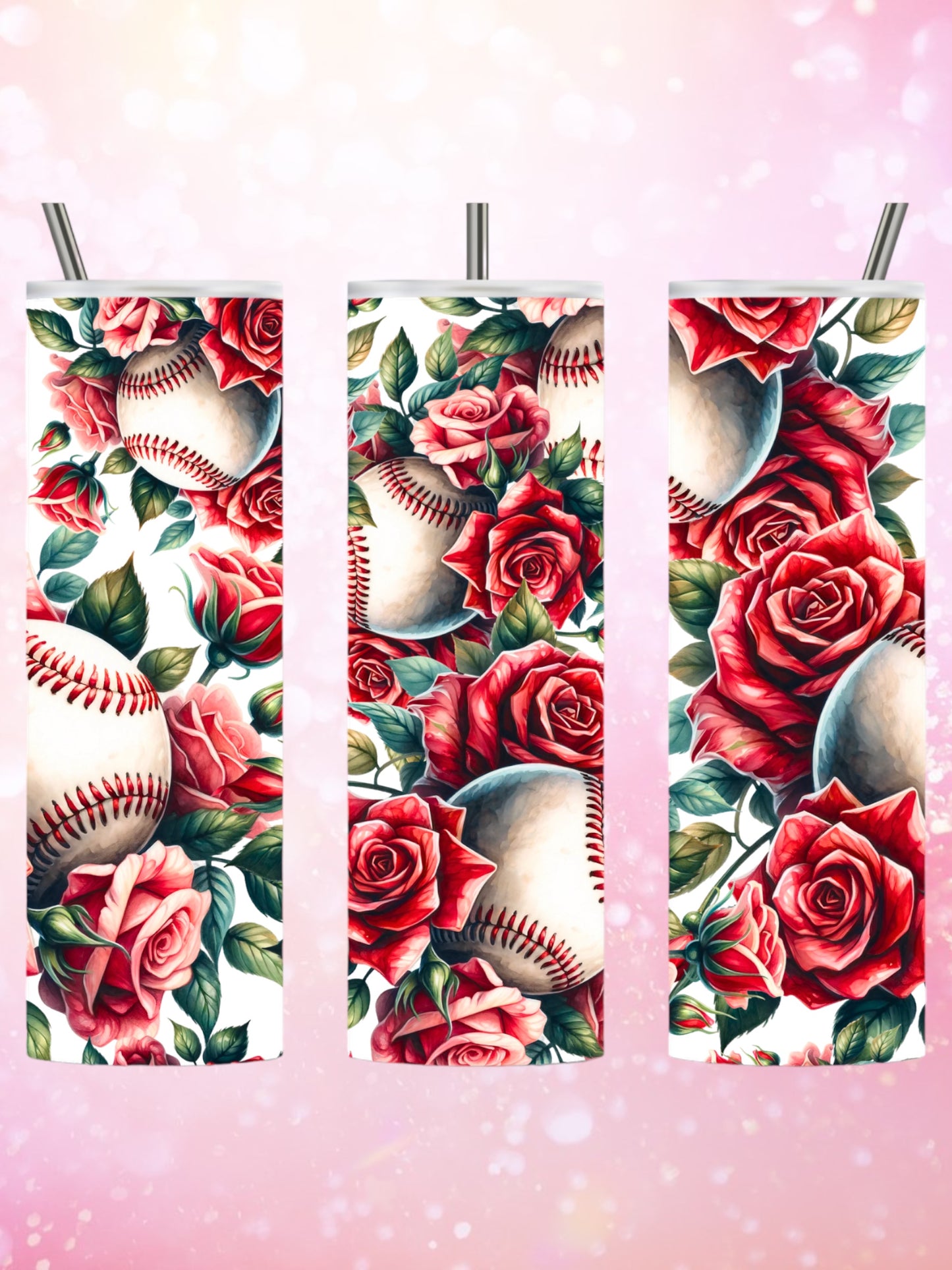 Baseball roses 20oz tumbler