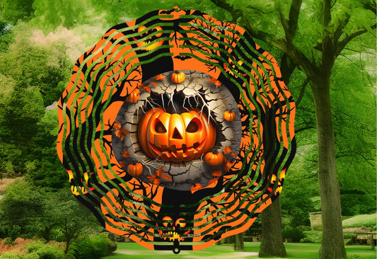 Pumpkin in trees 8in wind spinner