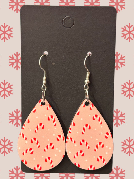 Pink candy canes teardrop earrings