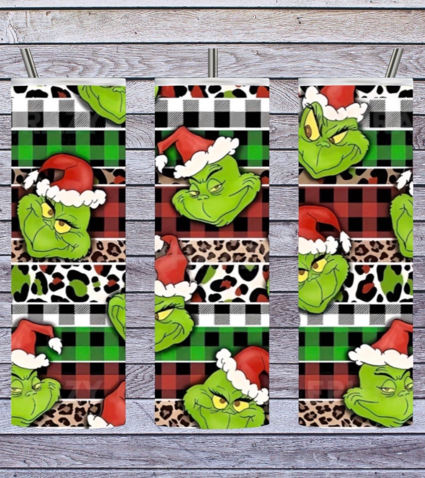 Grinch buffalo plaid 20oz tumbler