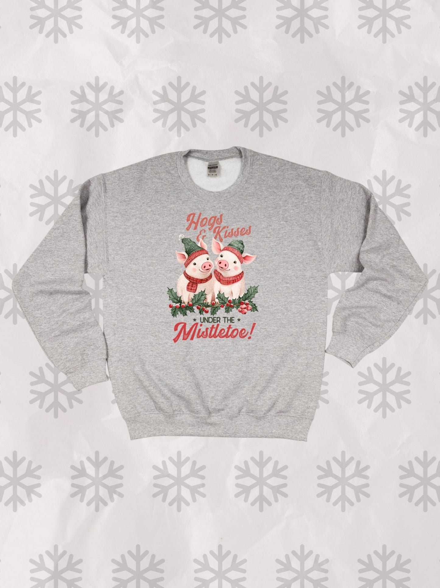 Hogs & kisses under the mistletoe crewneck