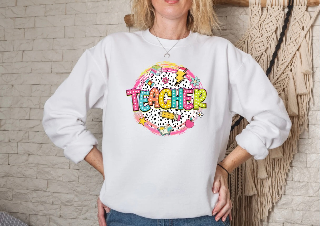 Polka dot teacher crewneck