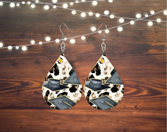 Graduation cap tear drop earrings