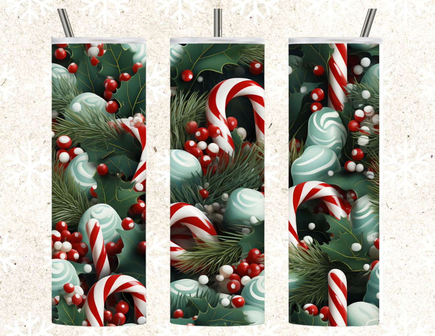 Peppermint candy canes 20oz tumbler