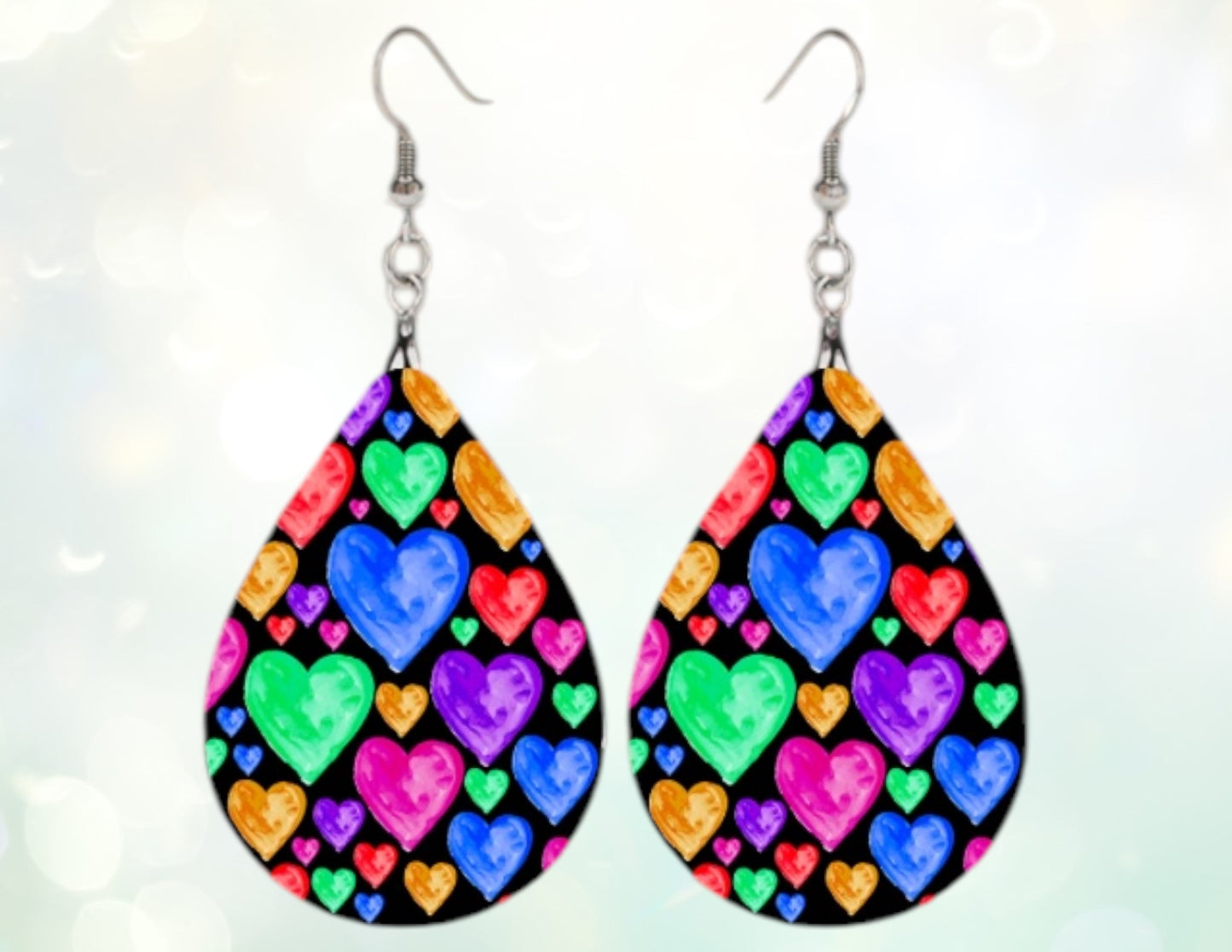 Watercolor tear drop earrings