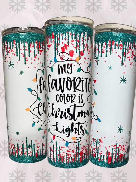 My favorite color is Christmas lights 20oz tumbler