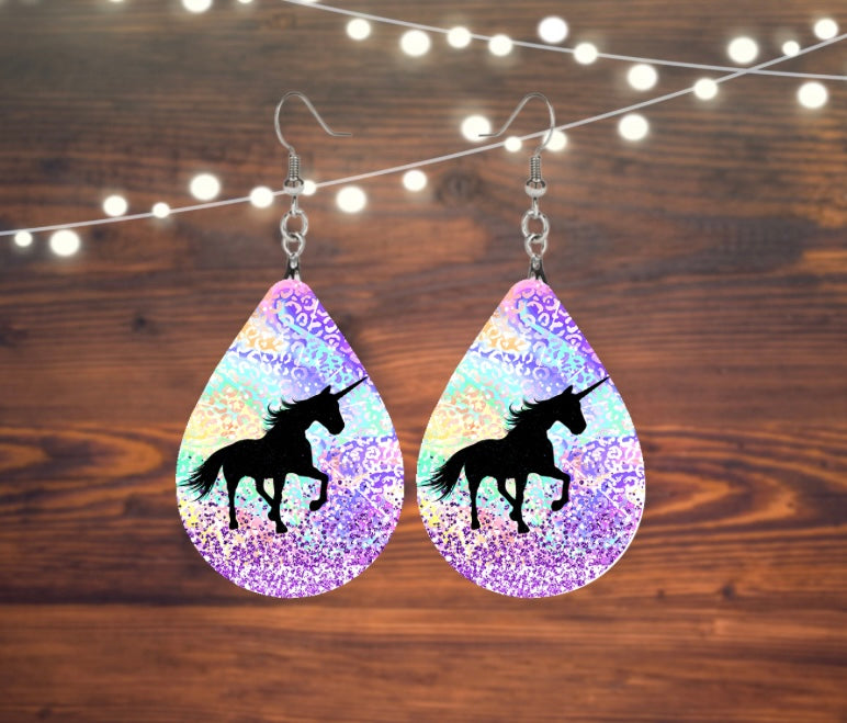 Unicorn tear drop earrings