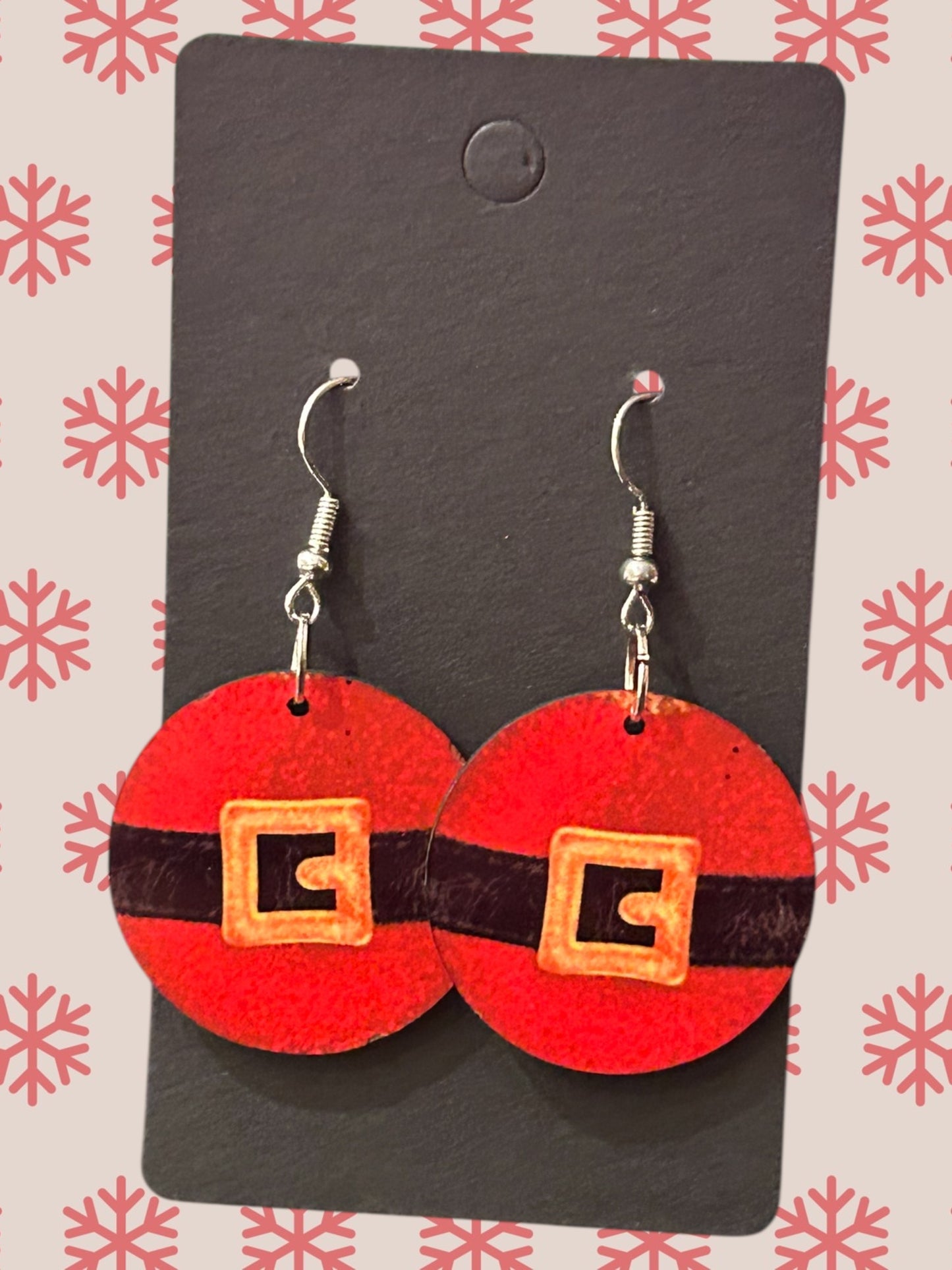 Santa belt round earrings