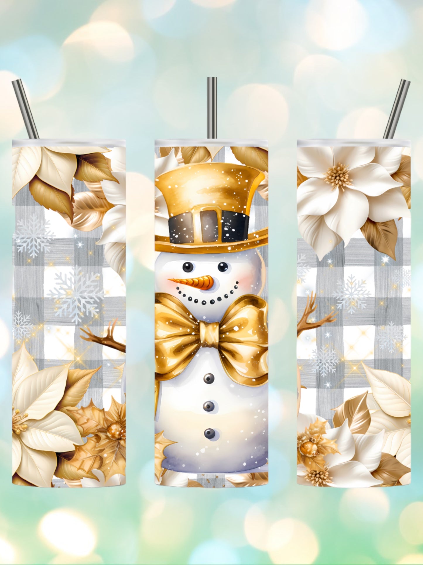 Gold snowman 20oz tumbler