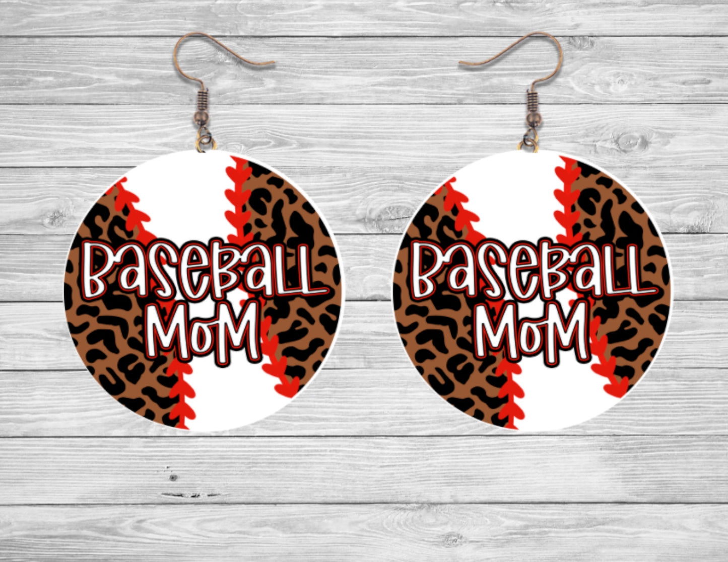 Baseball mom circle earrings