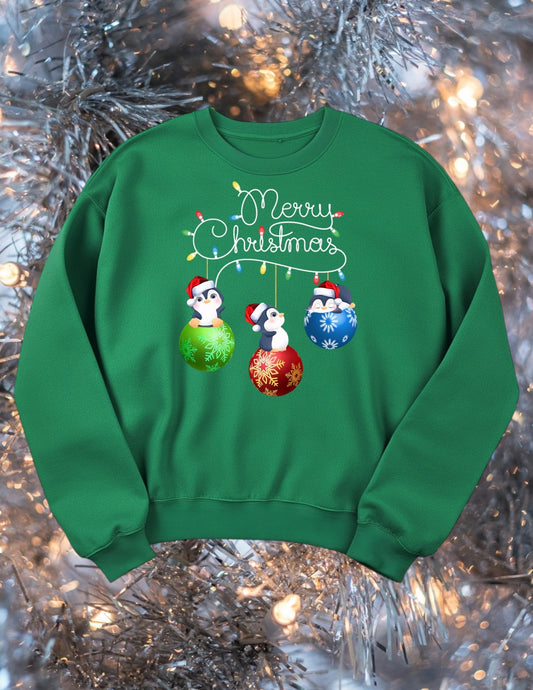 Merry Christmas penguins crewneck
