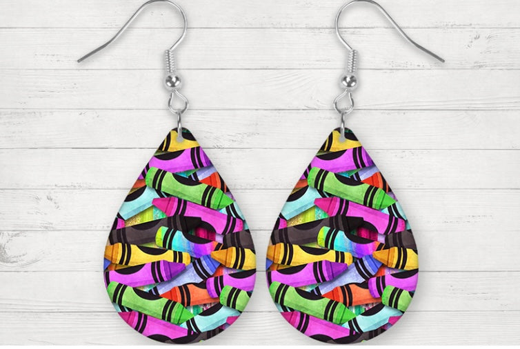 Crayons tear drop earrings