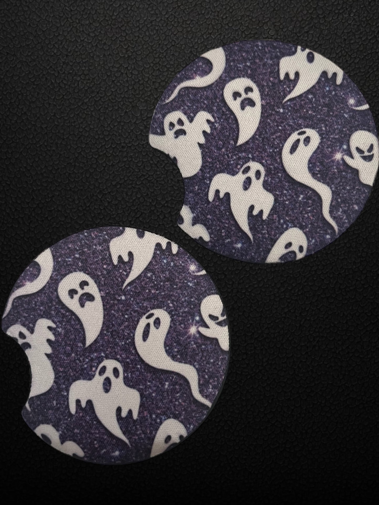 Purple with ghosts car coasters (2)