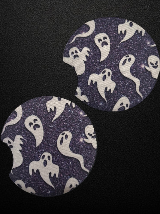 Purple with ghosts car coasters (2)