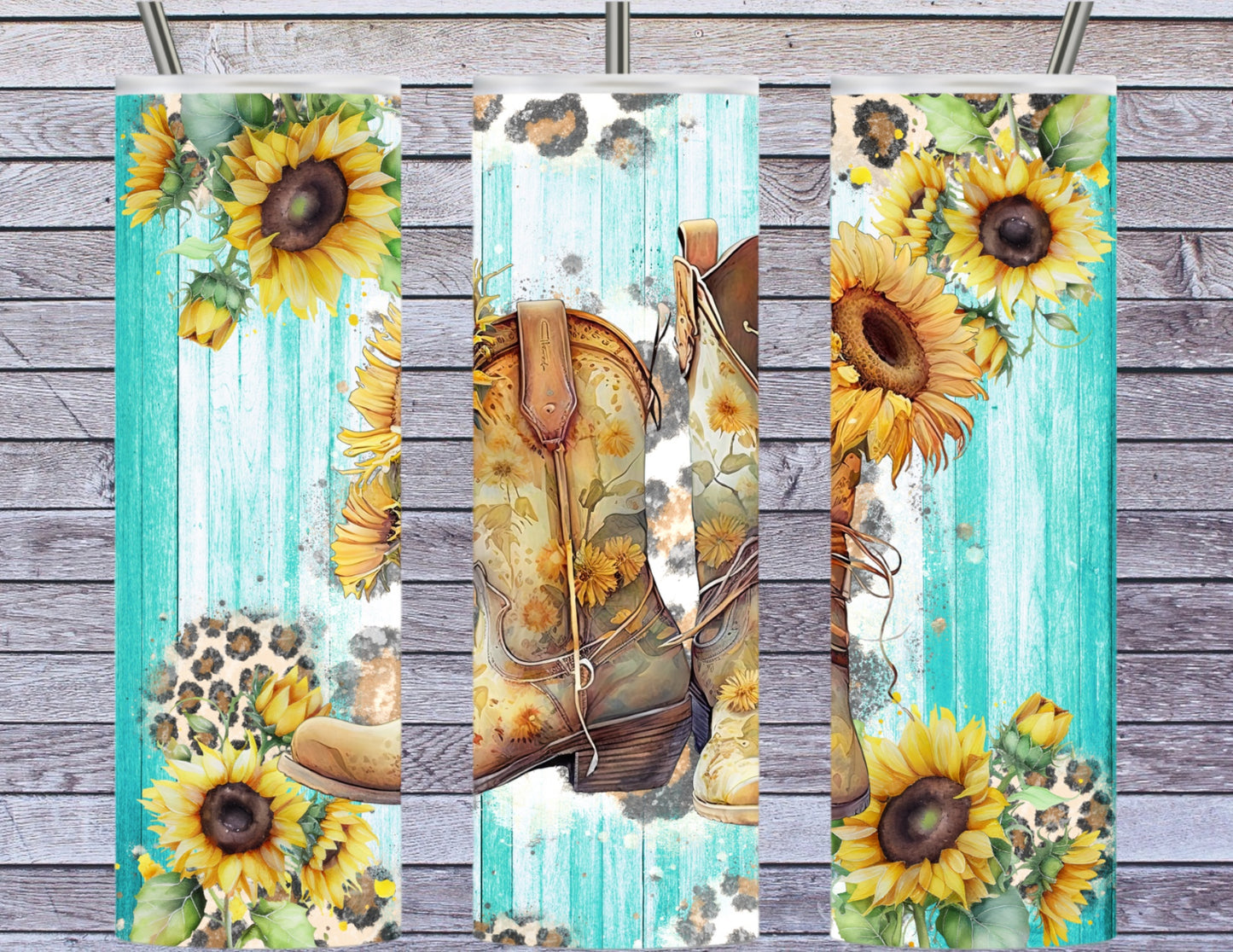 Boots and sunflowers 20oz tumbler