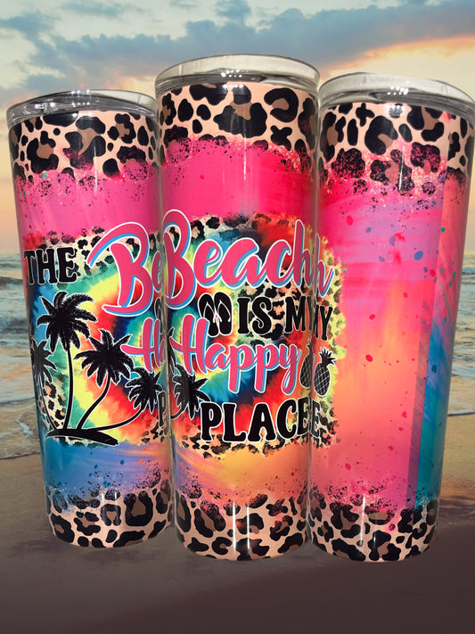 The beach is my happy place 20oz tumbler