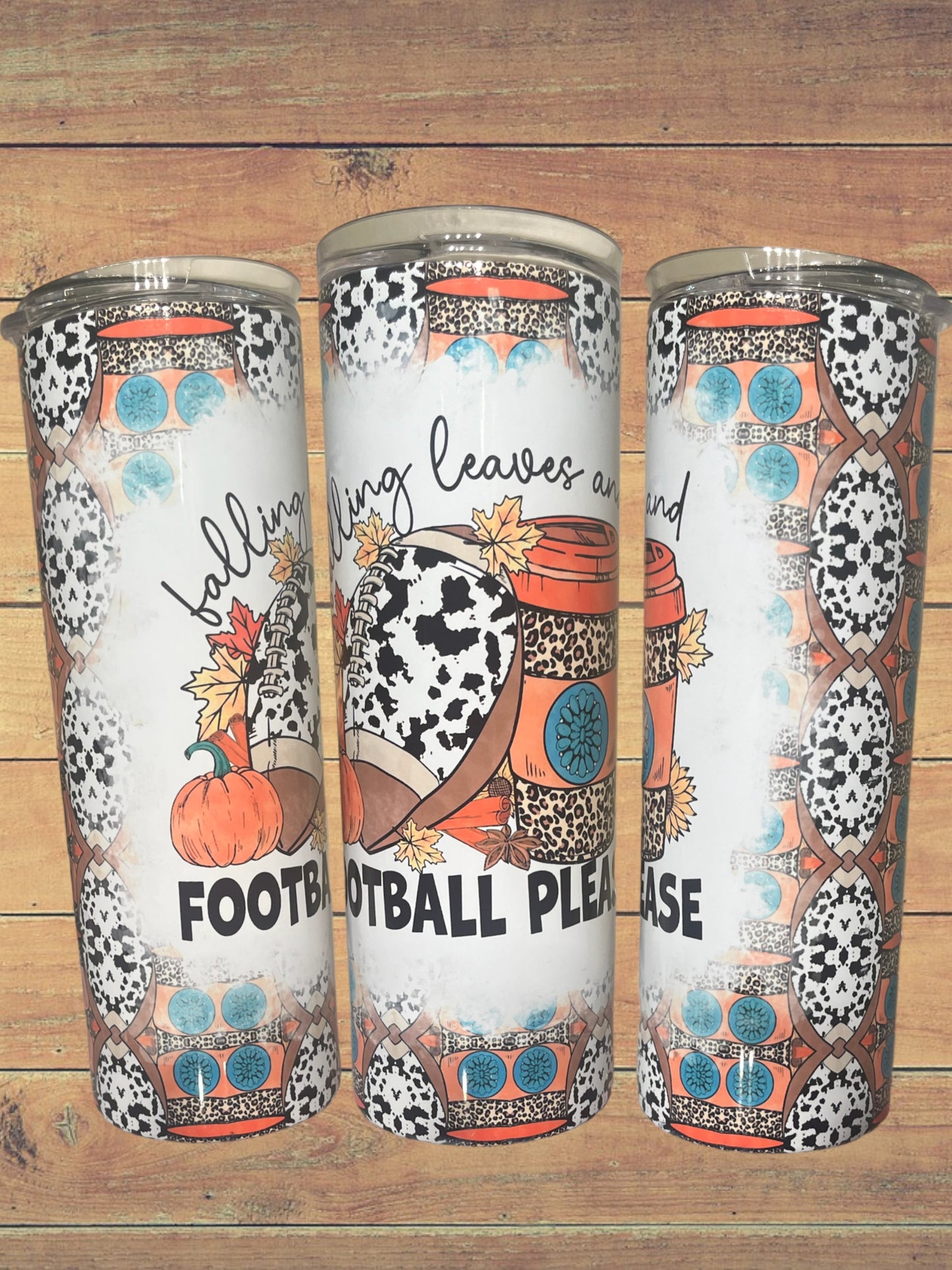 Falling leaves and football please 20oz tumbler