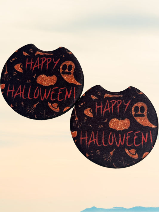 Happy Halloween glitter car coasters (2)