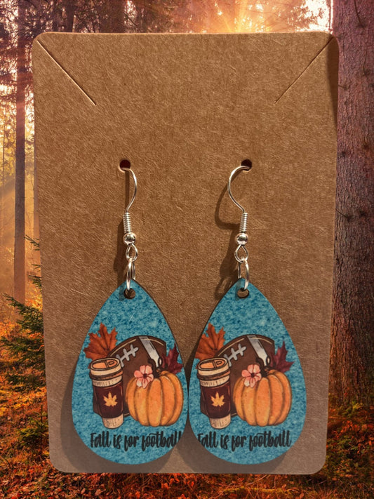 Fall is for football tear drop earrings