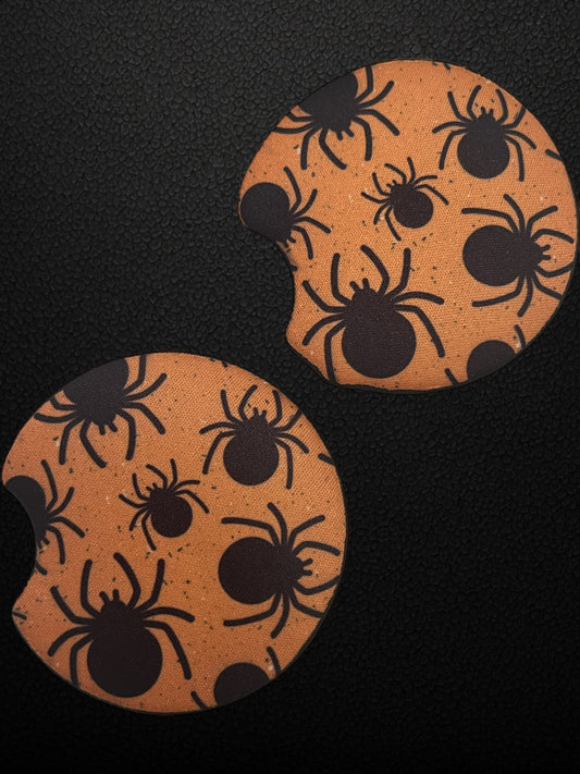 Orange with spiders car coasters (2)