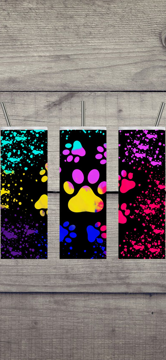 Rainbow style 1 paw print 20oz tumbler