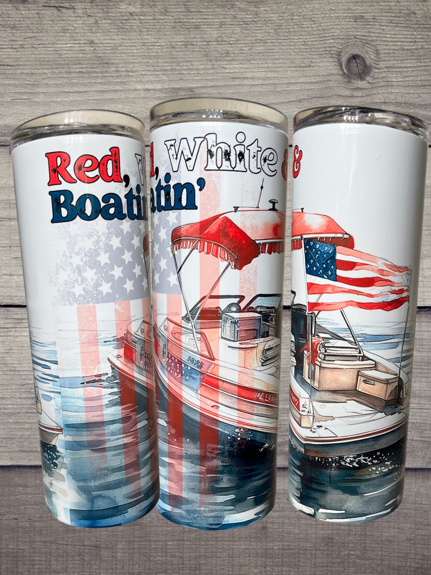 Red, white, & boatin 20oz tumbler