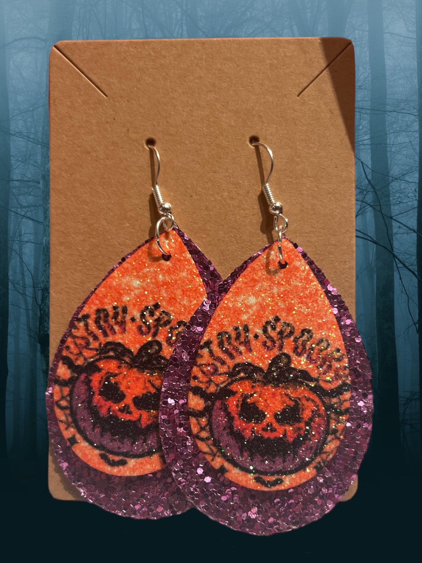 Stay spooky faux leather earrings