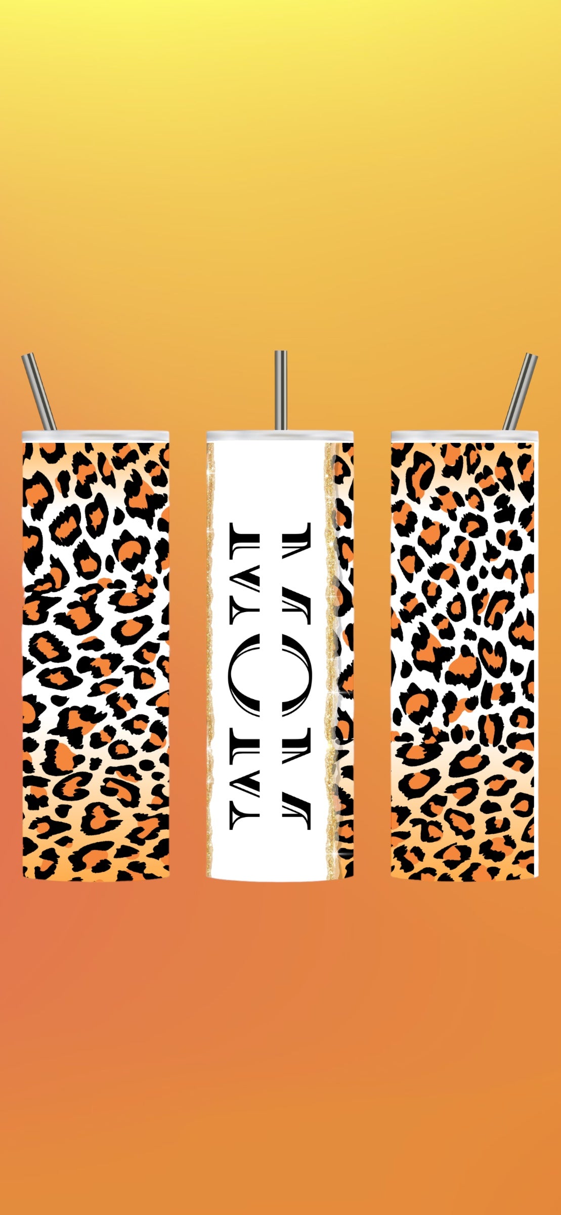 Orange cheetah mom 20oz tumbler