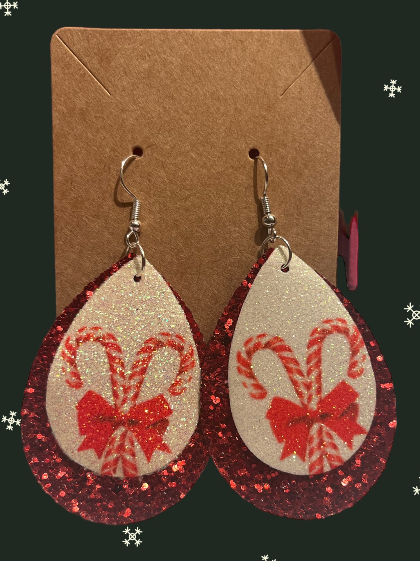 Candy cane faux leather earrings