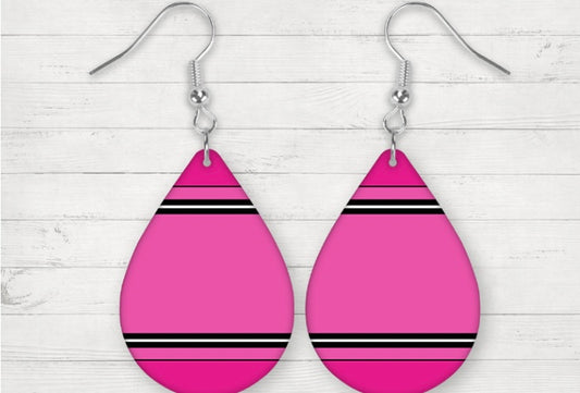 Pink crayon tear drop earrings