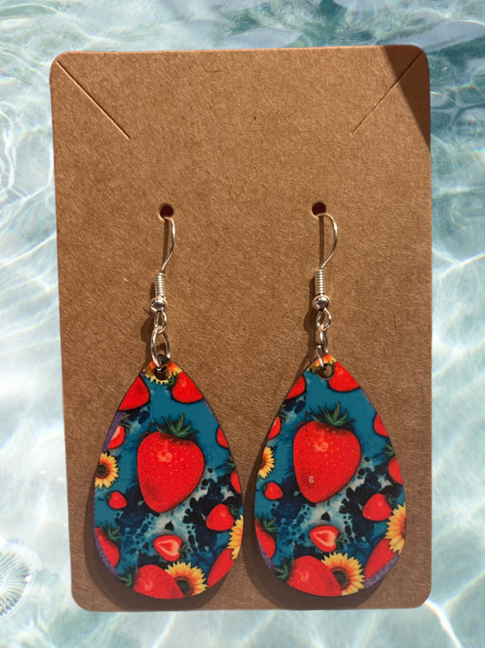 Strawberries tear drop earrings