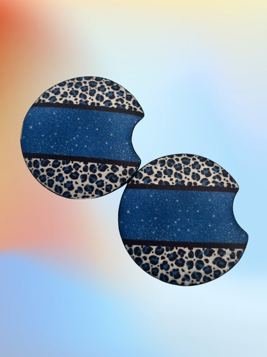 Blue cheetah car coasters (2)