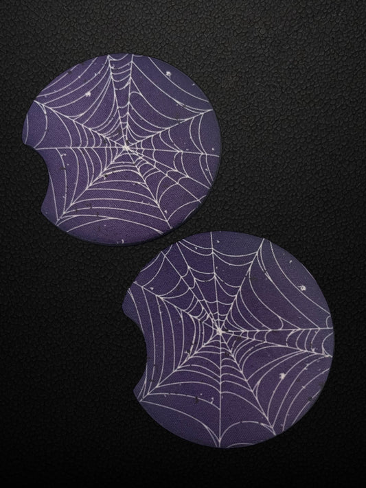 Purple spider web car coasters (2)