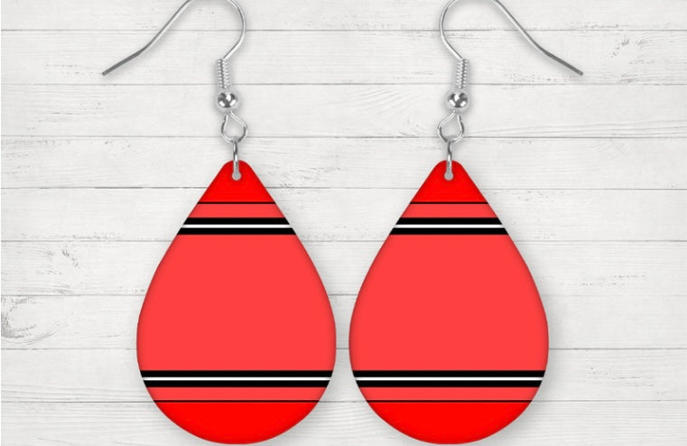 Red crayon tear drop earrings