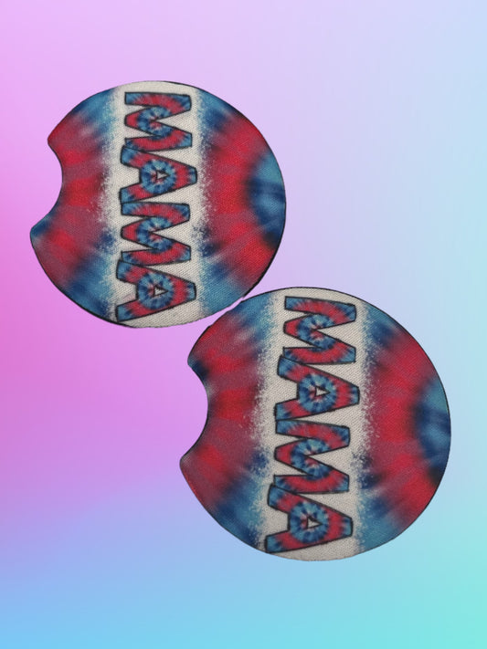 Tye dye mama car coasters