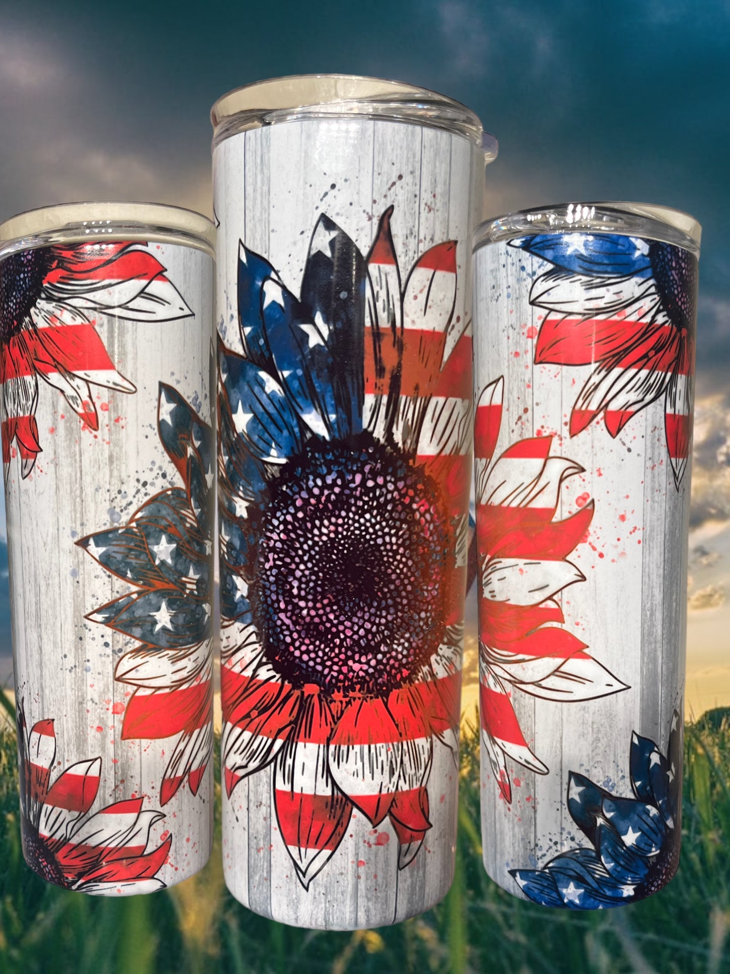 Patriotic sunflower 20oz tumbler