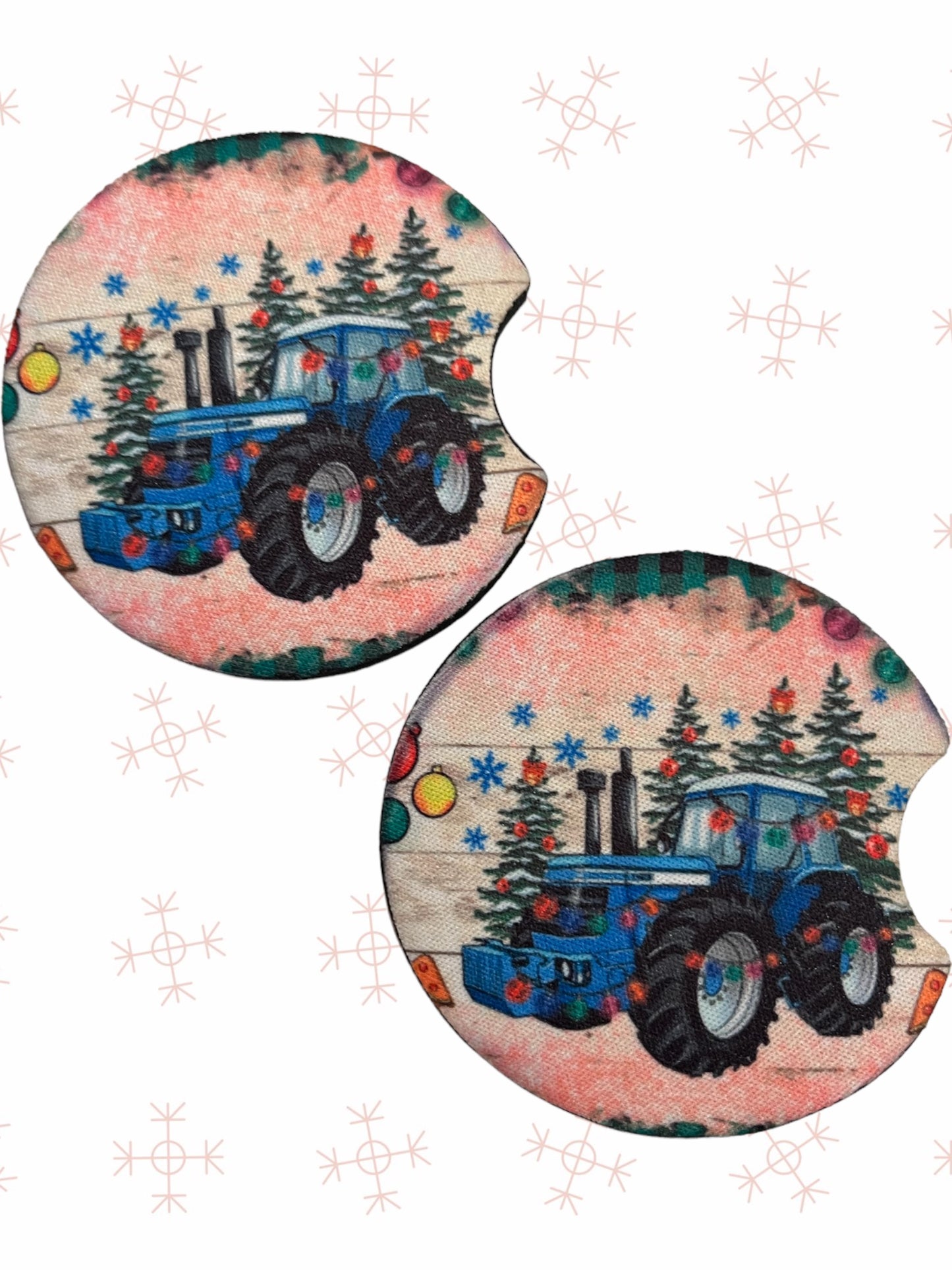 Christmas tractor coasters (2)